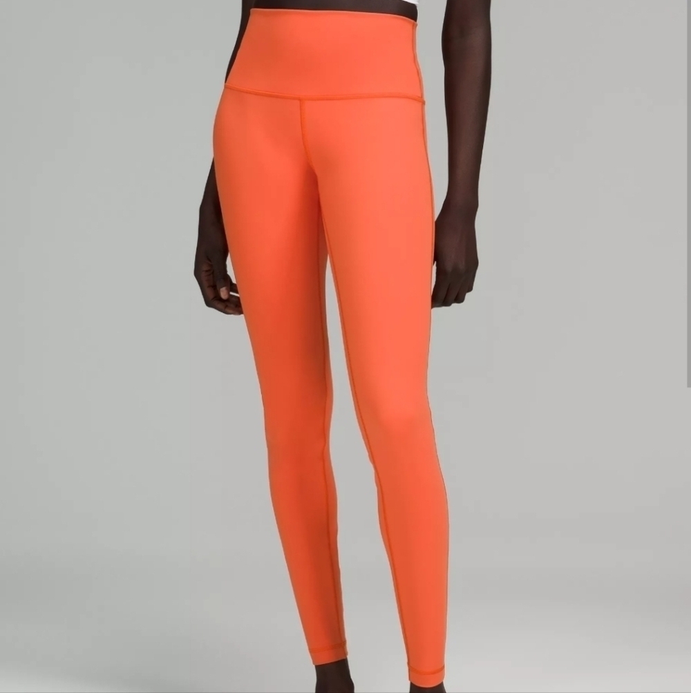 Lululemon Wunder High Rise Orange Legging Sz 12 Athleasure Yoga Athletic Gym